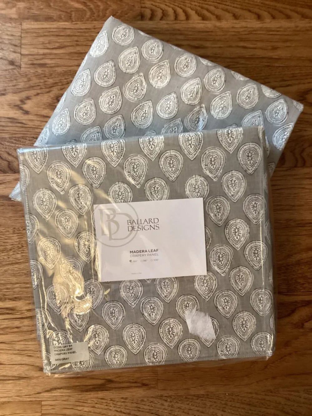 NWT Ballard Designs 2 MADERA LEAF DRAPERY PANELS 50